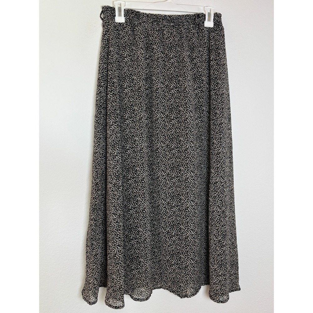 Lark + Grey Black Tan Geometric Print Smocked Maxi Skirt JB0868-M Medium